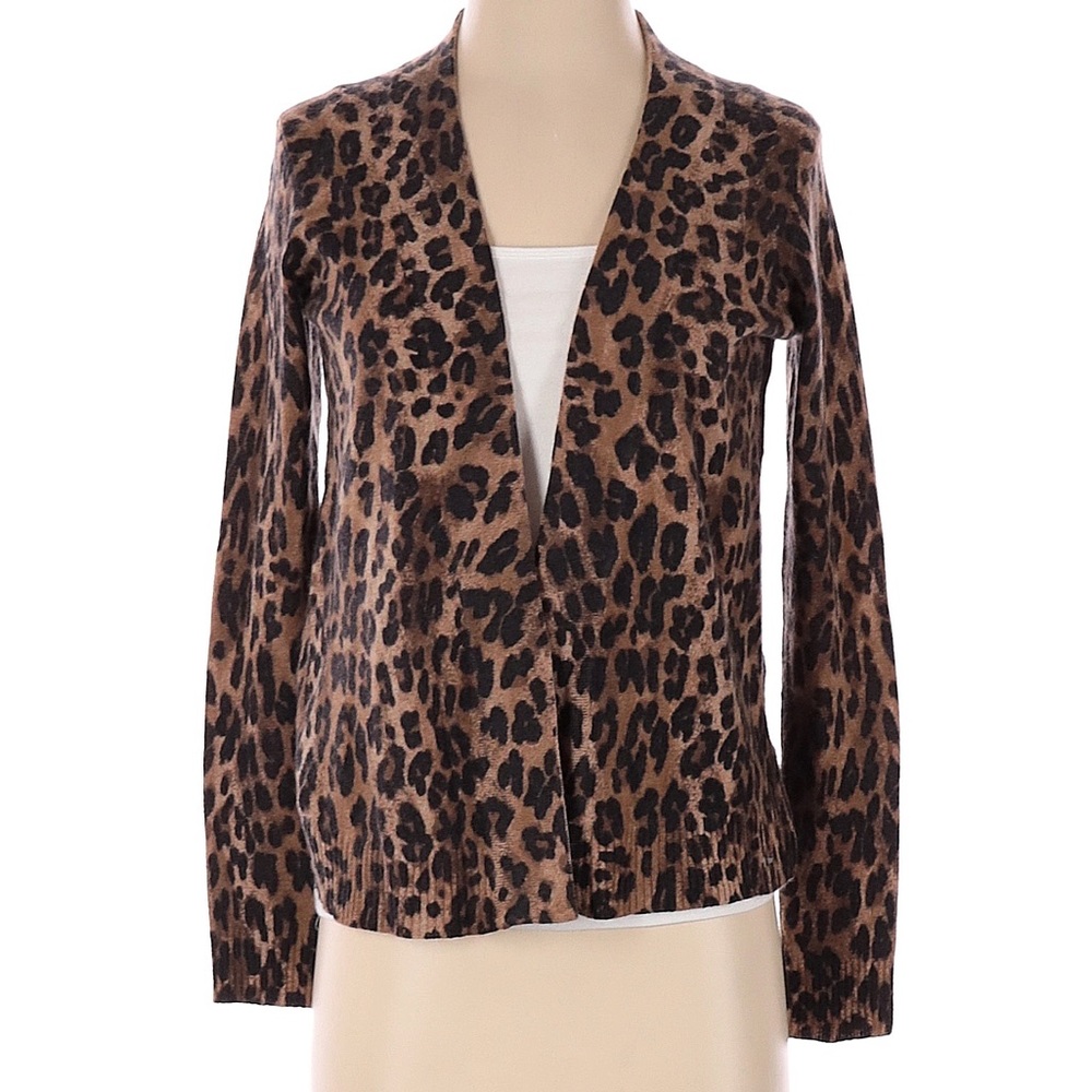 Charter Club Leopard Cashmere cardigan M